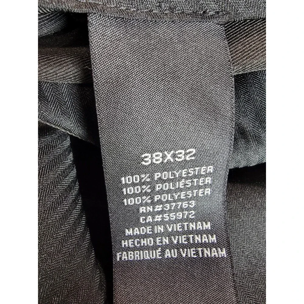 Men’s Dress Axist Pants Gray Slacks 38x32 Flat Front Polyester Career Workwear